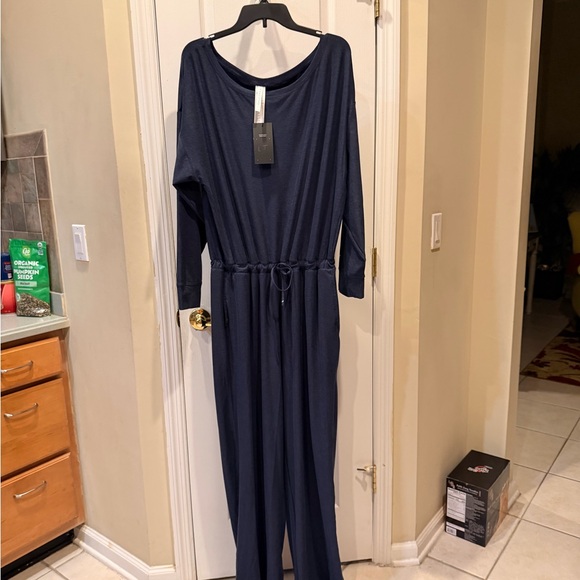 Fabletics Pants - Fabletics Navy Long Sleeve Jumpsuit - Drawstring Waist Tall